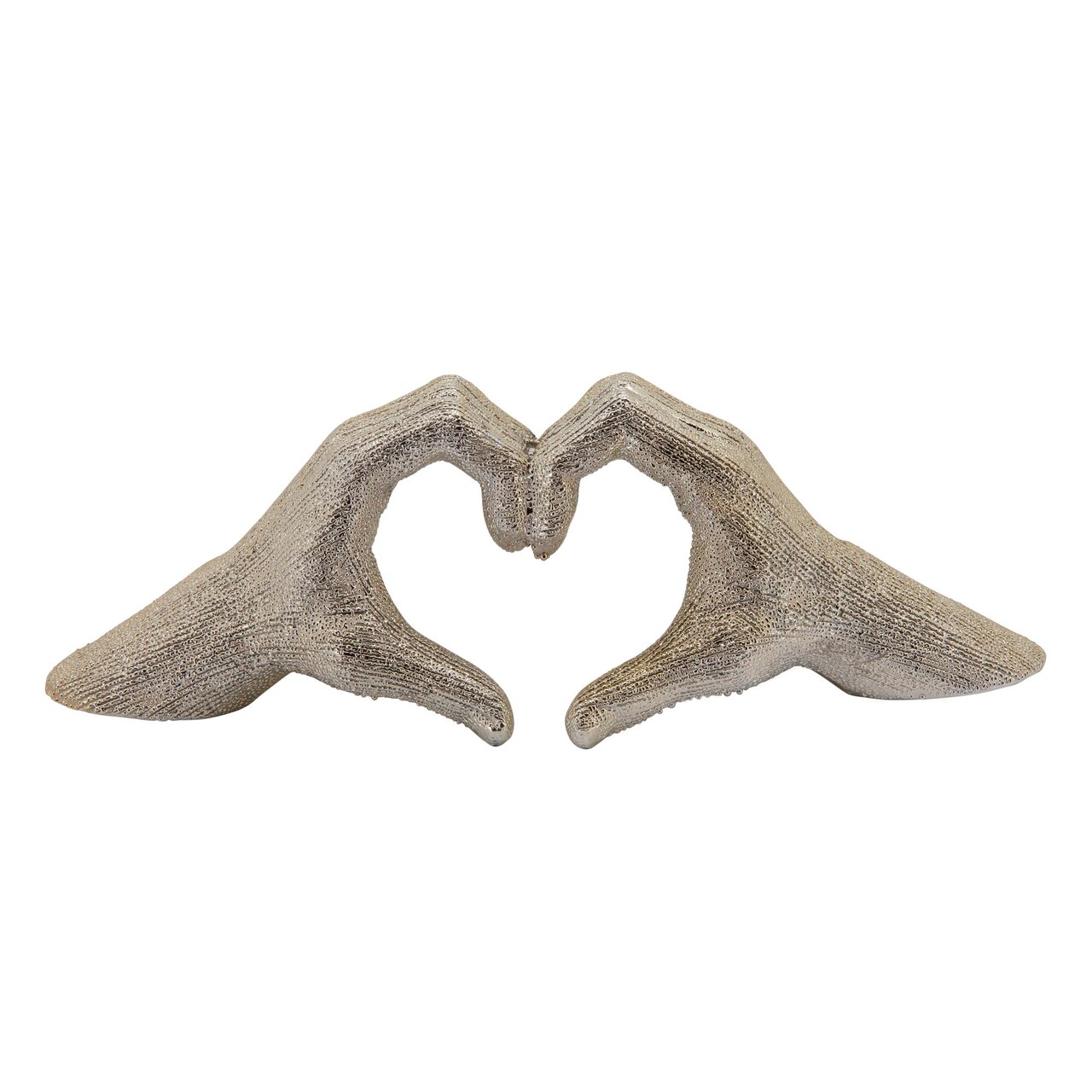 Kingston Living Metallic Finish Ceramic Hand Heart Tabletop Sculpture - 14" - Champagne Gold